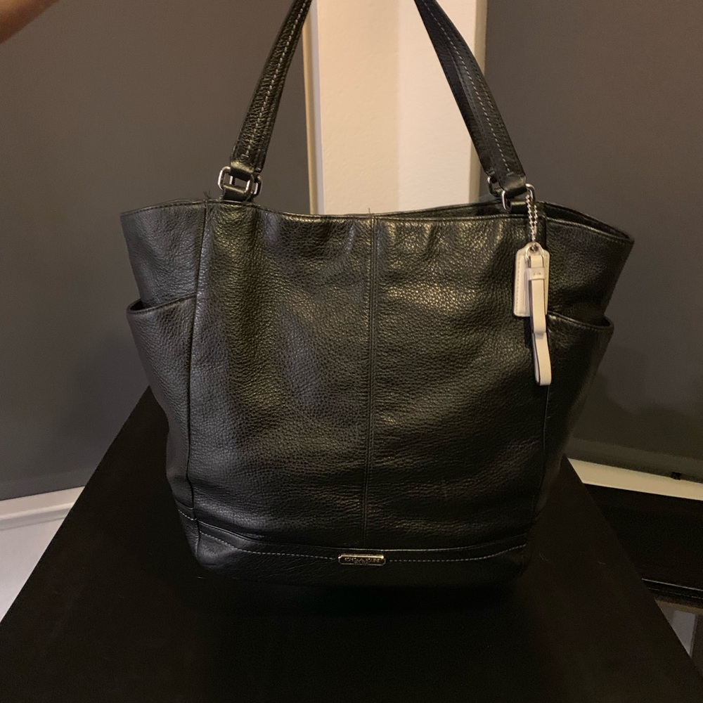 Black Coach Tote leather